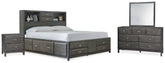 J&M Furniture - Ashley Furniture - Caitbrook King Storage Bed, Dresser, Mirror and Nightstand - King Storage Bed, Dresser, Mirror and Nightstand - B476B16